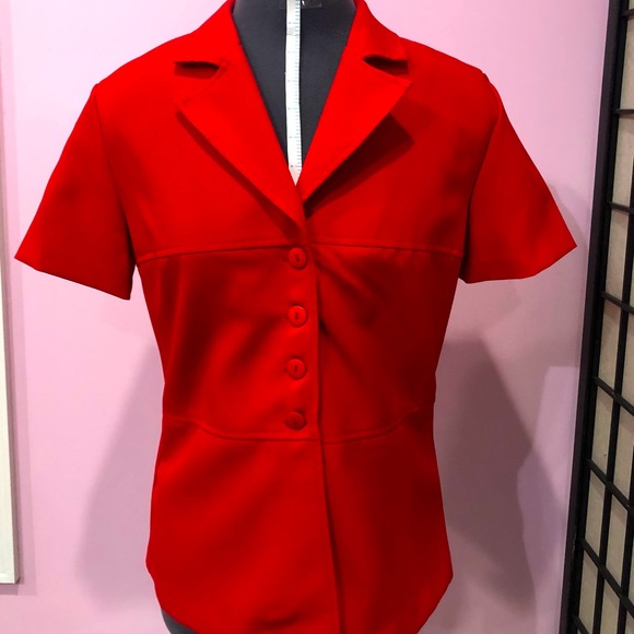 ♥️ A-LIST BY WRAPPER Ladies tailored red short sleeved jacket/blazer size 8 EUC - Picture 2 of 10